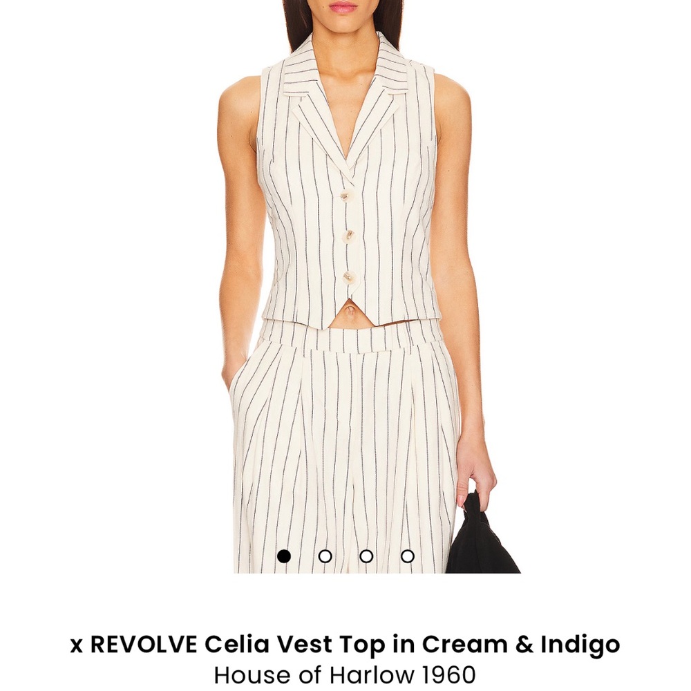 House of Harlow 1960 Cream and Indigo Striped Vest Top